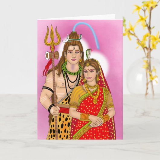Shiv Parvati Greeting Card カード (黄色い花)