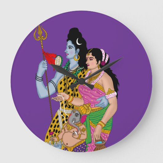 Shiv Parvati Wall Clock ラージ壁時計 (正面)