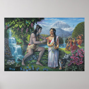 ShivaおよびParvati -36 x 24 inに。 プリント