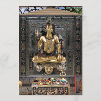 Shiva主のヒンズー教の寺院#2の招待状5" x 7" 招待状