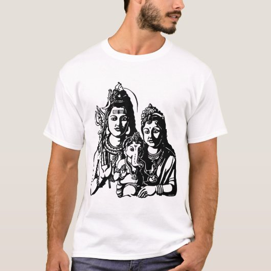 Shiva及びParwatiのGanesha主 Tシャツ (正面)