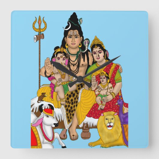 Shiva Family Wall Clock スクエア壁時計 (正面)