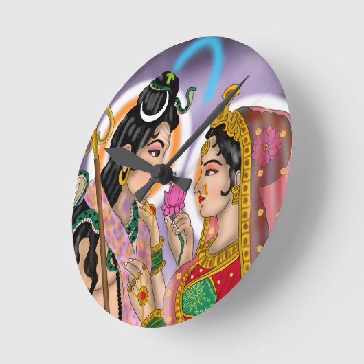 Shiva Parvati Wall Clock ラウンド壁時計 (傾斜)