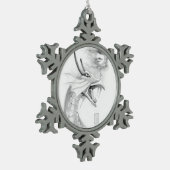 Shivanのドラゴンのスケッチのオーナメント スノーフレークピューターオーナメント (左)