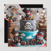 SHIVER ME TIMBERS PIRATESをテーマにしたお誕生日ケーキ 招待状 (正面/裏面)