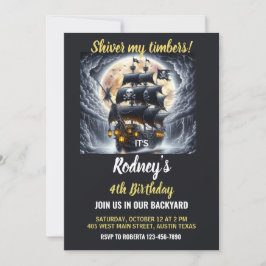 Shiver My Timbers Pirate Theme Birthday Invitation 招待状