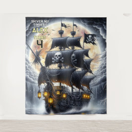 Shiver My Timbers Skull and Crossbones Pirate タペストリー