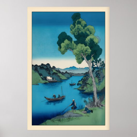 Shizuka na Minamo Print, Peaceful Bay Scene ポスター (正面)