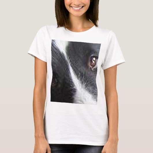 shland sheepdog黒と白の目 tシャツ (正面)