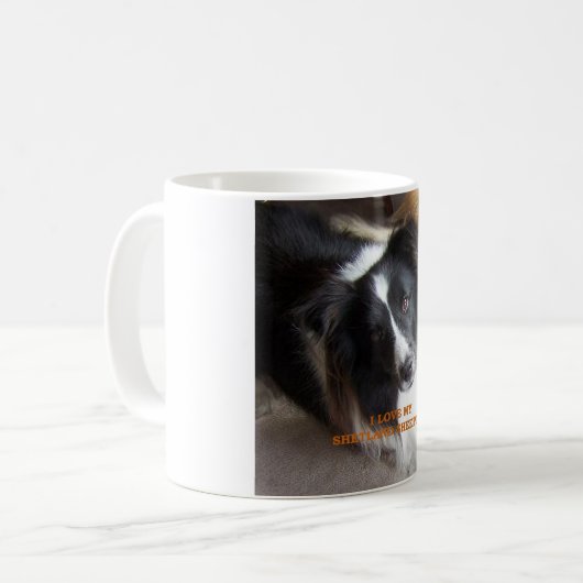 shland sheepdog黒白の愛w pic コーヒーマグカップ (正面左)