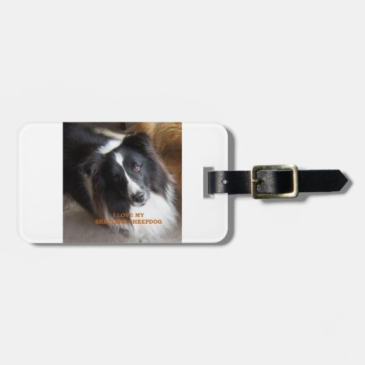 shland sheepdog黒白の愛w pic ラゲッジタグ (正面横)