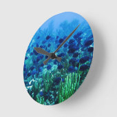 Shoal of Blue Discus Fish ラウンド壁時計 (傾斜)