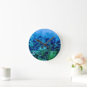 Shoal of Blue Discus Fish ラウンド壁時計 (ホーム)