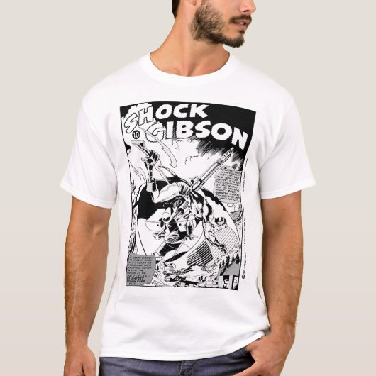 'SHOCK Gibson' Comic Panel T-Shirt Tシャツ (正面)