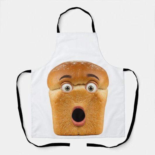 Shocked Bread Loaf Funny Meme Face エプロン (正面)
