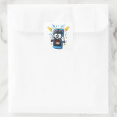 Shocked Cartoon Phone Low Battery Sticker スクエアシール (バッグ)