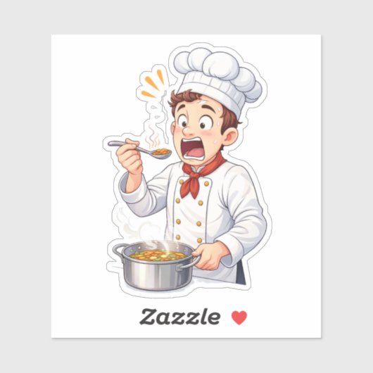 Shocked Chef Tasting Hot Custom-Cut Vinyl Sticker シール (シート)