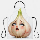 Shocked garlic bulb, funny face, quirky chefs's ki エプロン (正面)
