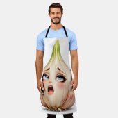 Shocked garlic bulb, funny face, quirky chefs's ki エプロン (着用した状態)