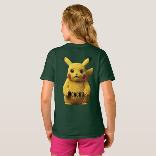"Shocked Pikachu Mugshot — Designed  Tシャツ (裏面フル)