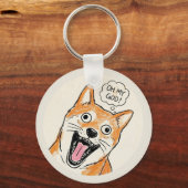 Shocked Shiba Inu "OH MY GOD" - FunnySurprise Meme キーホルダー (裏面)