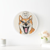 Shocked Shiba Inu "OH MY GOD"Surprise Meme Sticker ラージ壁時計 (ホーム)