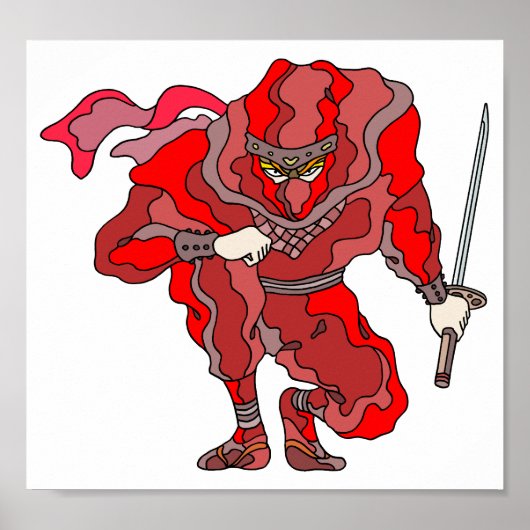 Shocking, bright red spectacle. Cyber ​​ninja. ポスター (正面)