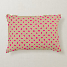 Shocking Pink Polkadot,Soft Beige Background アクセントクッション