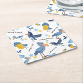 Shoebill Baby Shower Napkins スクエアペーパーコースター (アングル)