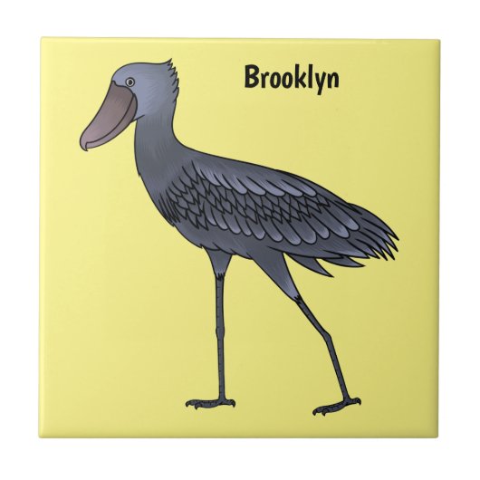 Shoebill bird cartoon illustration タイル (正面)