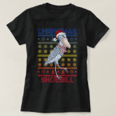 Shoebill Santa Hat Ugly Sweater Christmas Bird Lov Tシャツ (デザイン正面)