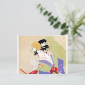 Shoen Uemura 上村松園 踊り 着物 女性 舞妓 芸者 日本画 美人画 浮世絵 紫 緑 ポストカード (スタンド正面)