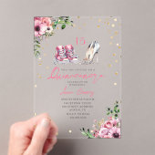 Shoes Quinceañera Pink Sneakers Heels 15 Floral アクリル招待状 (インサイチュ (ポータブル))