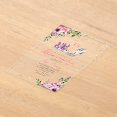 Shoes Quinceañera Pink Sneakers Heels 15 Floral アクリル招待状 (レイダウン)