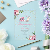 Shoes Quinceañera Pink Sneakers Heels 15 Floral アクリル招待状 (インサイチュ (ウェディング))