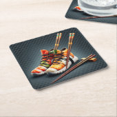 SHOESHI ME – すしユニークスニーカー スクエアペーパーコースター (アングル)