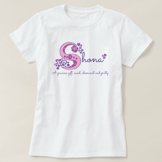 Shonaの女の子のSの一流の意味モノグラムのワイシャツ Tシャツ (デザイン正面)
