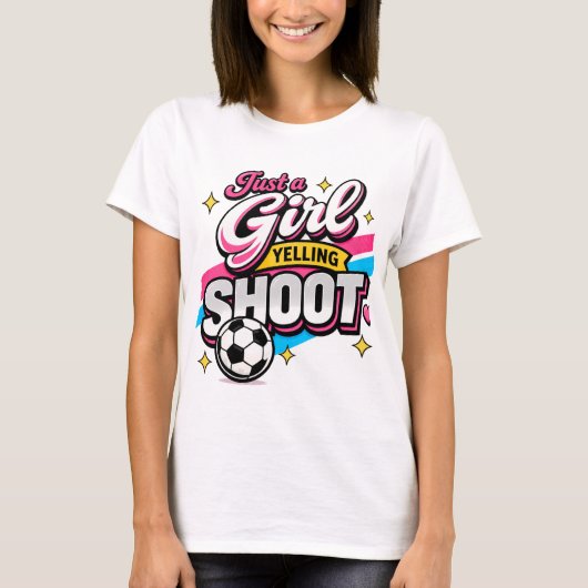 SHOOTと叫ぶ女の子 Tシャツ (正面)