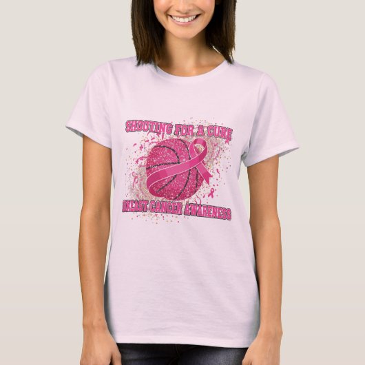 Shooting for a Cure – Sparkling Pink Basketball Br Tシャツ (正面)