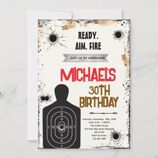Shooting Range birthday party Invitation 招待状 (正面)