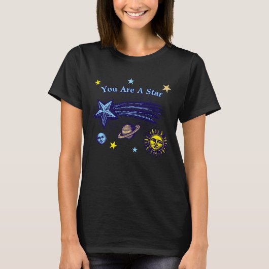 Shooting Star Celestial Art Affirmation Template Tシャツ (正面)