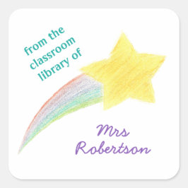 Shooting star personalized teacher bookplate スクエアシール