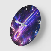 Shooting Star Wall Clock — Night Sky Design ラウンド壁時計 (傾斜)