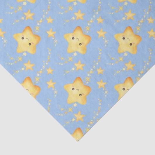 Shooting Stars Soft Blue Sky Whimsical Baby Shower 薄葉紙 (詳細)