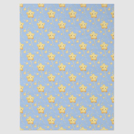 Shooting Stars Soft Blue Sky Whimsical Baby Shower 薄葉紙 (正面)
