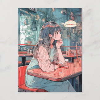 【SHOP限定イラスト】カフェで待ち合わせ|寿司娘GenerativeAI ポストカード