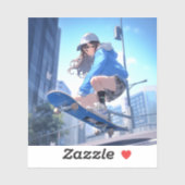 【SHOP限定イラスト】スケボーJKシール Seal|寿司娘 GenerativeAI シール (シート)