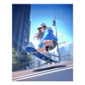 【SHOP限定イラスト】スケボーJKポスター Poster|寿司娘 GenerativeAI フォトプリント (正面)