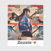 【SHOP限定イラスト】和柄JKシール 寿司娘 GenerativeAI シール (シート)