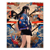 【SHOP限定イラスト】和柄JKポスター｜寿司娘 GenerativeAI フォトプリント (正面)